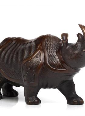 纯铜犀牛铜犀牛摆件家居装饰客厅办公室桌面礼品工艺品铜器摆设