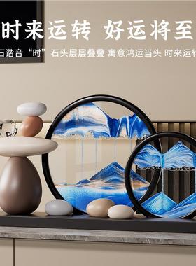 时来运流沙画摆件高级感客厅转进门电口玄关视柜柜酒QJ084办公室