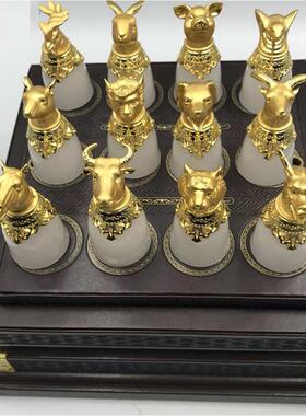 金属茶具镶玉玉酒杯茶杯十二生肖和田玉阿富汗 新品