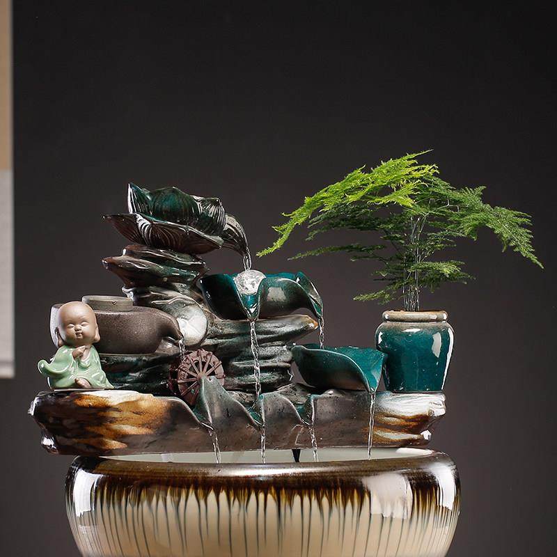 景德镇陶瓷鱼缸配件流水喷泉家用小金鱼缸自动循环增氧过滤造景,淘宝优惠券,粉丝福利购,淘宝优惠卷