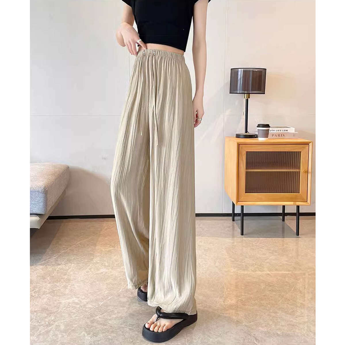 无托腹布孕妇山本裤夏季薄款肌理褶皱阔腿裤外穿休闲直筒拖地长裤,淘宝优惠券,粉丝福利购,淘宝优惠卷