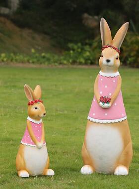 迎宾卡通动物兔子庭院花园装饰户外学校布置造景创意落地雕塑摆件