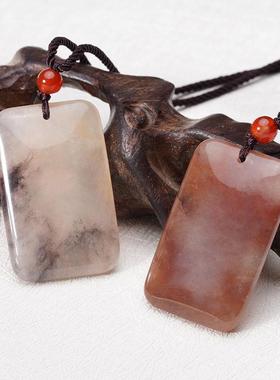 新疆金丝玉平安无事牌吊坠和田紫罗兰多彩毛衣链挂坠玉石挂件石英