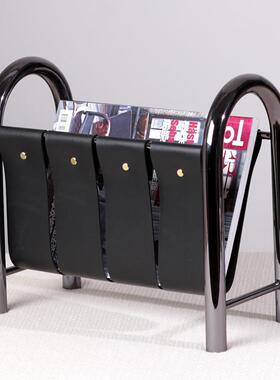 现杂GAG代轻奢金属吊带皮革志售架书摆件样板间楼处民宿书架房装