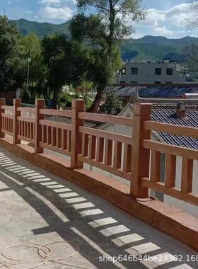 水泥仿木护栏景区仿木纹混凝土围栏甘肃厂家新农村河道仿木栏杆