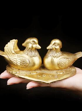 铜鸳鸯戏水家居装饰摆件 感情 夫妻要和睦 桃花结婚婚庆卧室礼品