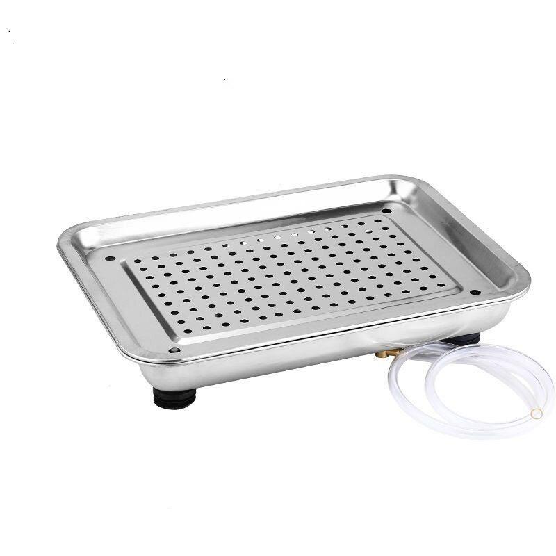 Thickened stainless steel drainage tea tray, rectangular tea table saucer, household double-layer drainage tea set, Kung Fu coffee table