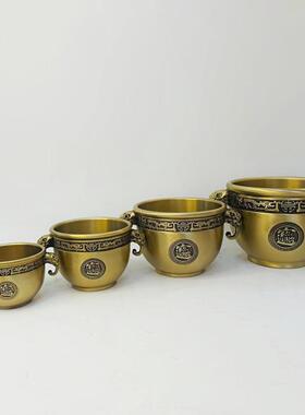 黄铜象鼻缸招财缸客厅聚宝盆铜缸摆件黄铜米缸存钱罐铜盆百福缸