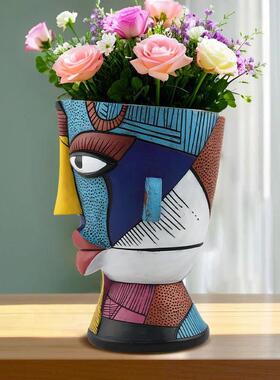 跨境爆品迷魅抽象多彩花盆家居桌面玄关阳台庭院绿植盆栽摆件装饰