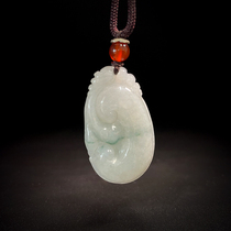 Natural Emerald A Cargo Floating Flowers Ruyi Pendant Glutinous jewelry jade Old pit Wen Play Old Objects Collection AF1648