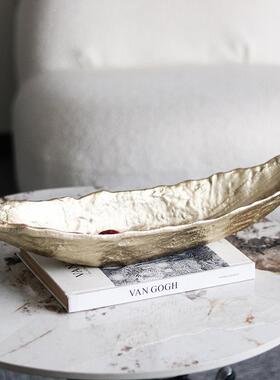 设计师创意小船果盘摆件高端轻奢客厅现代样板房餐桌托盘软装饰品