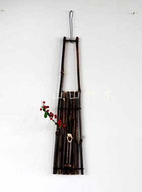 壁挂插花器挂件花架梅鹿竹紫竹竹编花盆花篮茶室会所装修日式花道