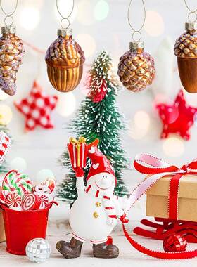 圣诞玻璃松果装饰圣诞吹制松果玻璃装饰悬挂松果玻璃圣诞树装饰