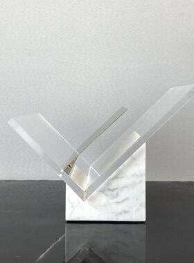 约简代大理石亚克书架书档书现报夹摆件力EYU杂志架售楼处软装饰