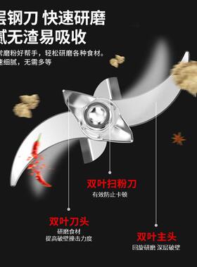 家用研磨机材打粉碎机2000g小型电动干磨机多功能打碎磨粉机