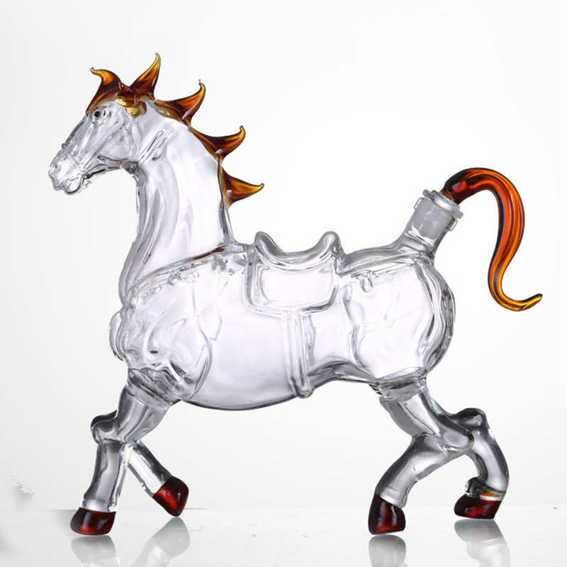 Twelve zodiac horse shape bubble wine bottle transparent wine container high borosilicate glass empty wine bottle hollow zodiac bubble wine bottle