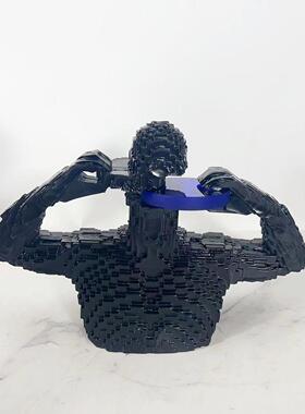 现代简约几件个性人马赛克人装积木人像3809树脂抽象物雕塑件摆饰