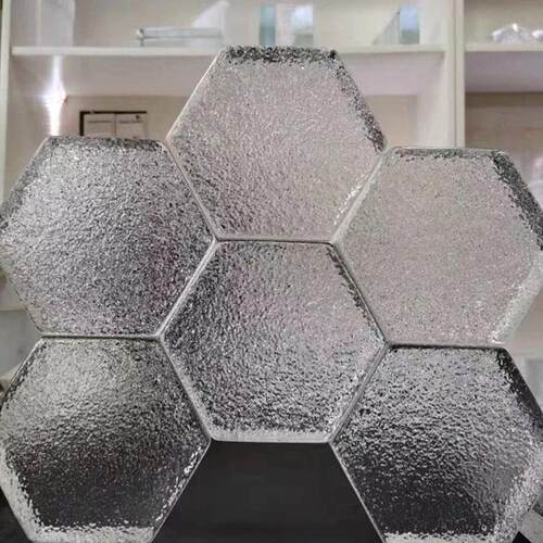 水晶六角砖透明玻璃砖隔断背景墙方块砖冰晶云雾纹景观园林艺术砖 - 图1