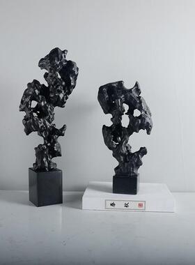 新中式现代珊瑚大理石底座摆件书柜书房博古柜桌面软装艺术摆设