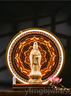 新款禅意摆件家用观音像南摆海观音菩萨站客像厅佛像装居饰品家供