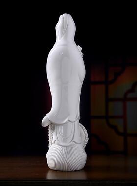 德化陶瓷三龙滴水观音居家供奉家用菩萨佛像白瓷观世音工艺品摆件