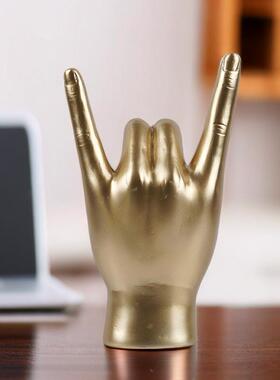 跨境新品摇滚手势金属礼简约树脂手摆件家居酒吧办公室桌面装饰品