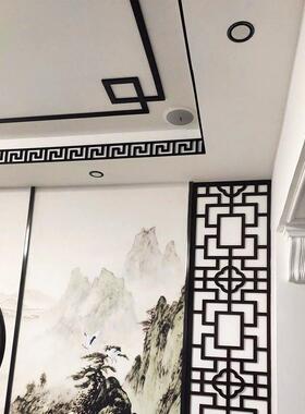 中国风剪裁花格边条顶部装饰梁阻挡压顶图案Pvc古董窗格栅定制