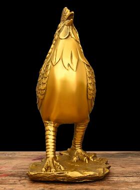 铜鸡饰品，铜鸡饰品，金鸡锭，金鸡家生肖吉祥物，客厅饰品，工艺