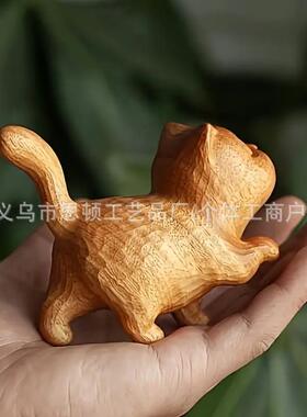 可爱的仿木雕小猫咪 树脂摆件 树脂制品仿木雕喷漆树脂工艺品
