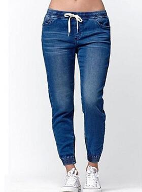 Women's jeans with zip ties, lantern shaped denim pants,