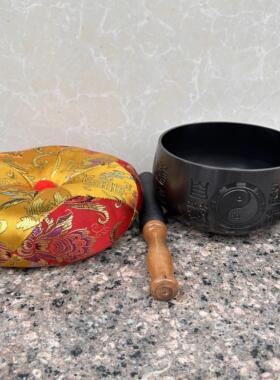 道家用品风水金钵金色铜磬罄碗金色黑色铜磬太极八卦道法自然磬