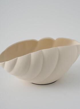 现代简约素白色异形不规则陶瓷果盘花瓶摆件家居客厅装饰品插花器