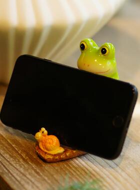 青蛙手机架创意家居可爱动物小摆件客厅办公室桌面懒人追剧神器