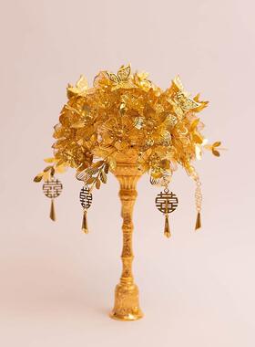 金色手捧花diy材料包高级手工新娘婚礼秀禾服花束成品权杖礼物