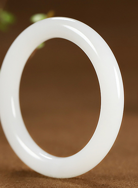 【滚滚来财】和田玉羊脂白玉手镯 玉镯内径56.8mm重50.36克