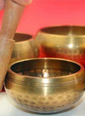 尼泊尔手工响铜麟纹钵音碗音疗采耳铜磬瑜伽钵音疗颂钵孟装饰摆件