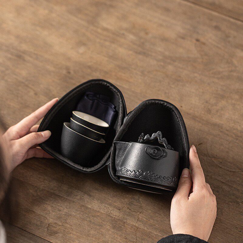 Jiangshan Tea Set Forbidden City Cultural and Creative Handheld Pot Portable Travel Teapot Tea Cup Small Set Outdoor Quick Cup National Style