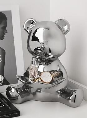 高档贝汉美轻奢收纳小熊摆件北欧玄关钥匙装饰品客厅家居陶瓷乔迁