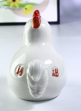 陶瓷公鸡摆件存钱罐十二生肖招财补角镇宅装饰办公室客厅鸡玄关瓷