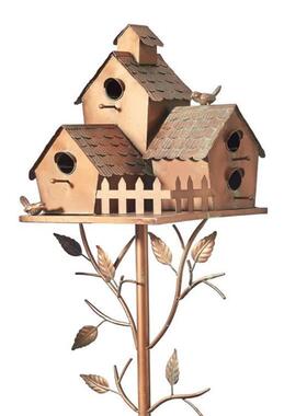 跨境鸟屋支架庭院摆件鸟窝鸟舍花园装饰金属工艺品铁艺节日礼品