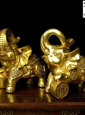 厂家直纯铜大摆件一对吸水qm240120象铜象象家销居艺品铜销象促摆