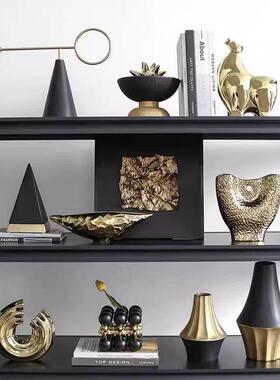 轻奢样板间客厅电视柜开 放格艺术品摆件组合书架装饰柜摆设高级