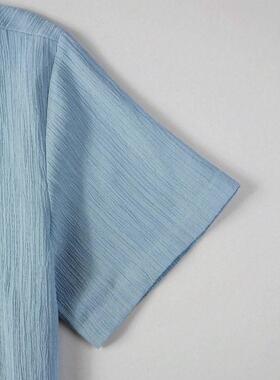 R 85898 Texture drape men's short sleeve shirt 纹理垂感士