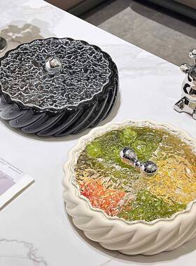 陶瓷密封果盘客厅家用茶几高档水果盘零食摆放盘干果收纳盒糖果盒