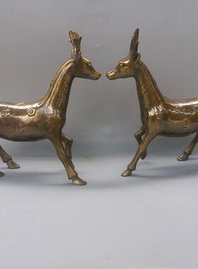 纯铜梅花鹿金属工艺品铜鹿居家办公装饰动物雕塑摆件客厅用品
