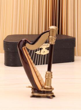 迷你竖琴模型摆件音乐盒装饰大竖琴模型摆件迷你bjd娃娃乐器竖琴
