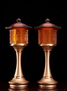 琉璃供具套装佛前供佛摆件全铜供奉香炉水果盘佛供灯供杯佛具一套