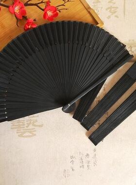烤漆全黑色扇子中国风女士折扇古风古典舞蹈扇工艺扇亚马逊爆款扇