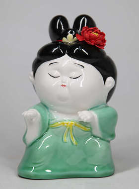 洛阳李学武牡丹瓷陶瓷唐仕女妞妞公仔纯手工艺品创意太极人物摆件