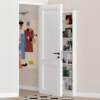 Steel door back hole plate storage rack floor-to-ceiling wall bookshelf door hanging clothes rack living room 8cm gap storage layer